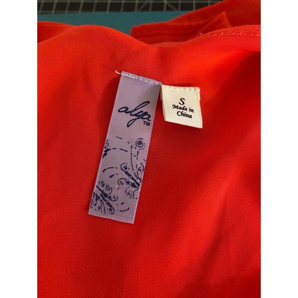 Alya Women's Red Sleeveless‎ Spaghetti Strap Fit & Flare Mini Dress Size S - Picture 4 of 5
